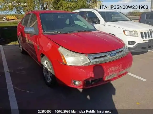 2008 Ford Focus Ses VIN 1FAHP35N08W234903 фото 1
