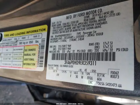 2014 Ford FUSION SE VIN 3FA6P0HD9ER359311 фото 9