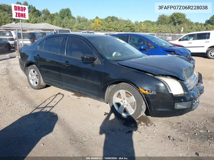 2006 Ford Fusion Se VIN 3FAFP07Z06R228038 фото 1