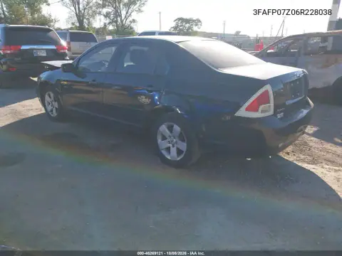 2006 Ford Fusion Se VIN 3FAFP07Z06R228038 фото 3