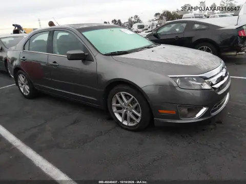 2010 Ford Fusion Sel VIN 3FAHP0JAXAR316647 фото 2