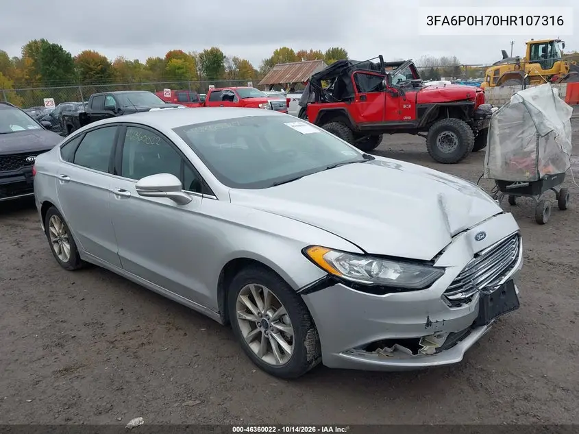 3FA6P0H70HR107316 — 2017 Ford Fusion, фото 2 с аукциона IAAI, Передняя часть