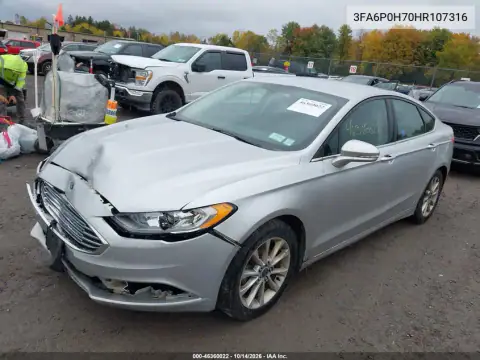 3FA6P0H70HR107316 — 2017 Ford Fusion, фото 3 с аукциона IAAI, Передняя часть