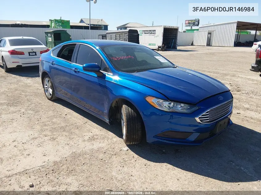 2018 Ford Fusion Se VIN 3FA6P0HD0JR146984 фото 1