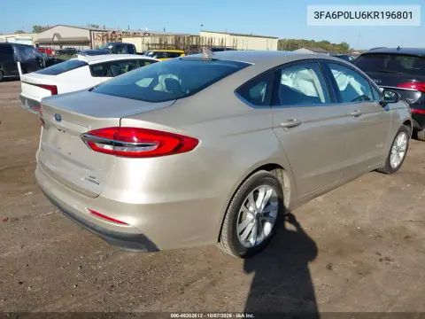 2019 Ford Fusion Hybrid Se VIN 3FA6P0LU6KR196801 фото 5