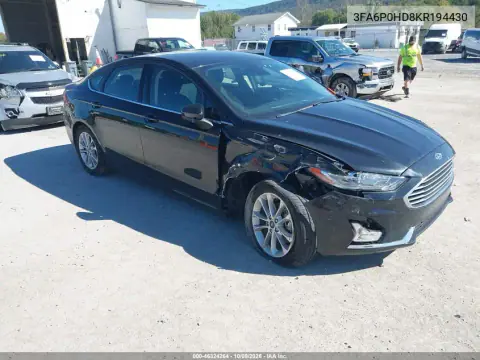 3FA6P0HD8KR194430 — 2019 Ford Fusion, Передняя часть, фото до ремонта