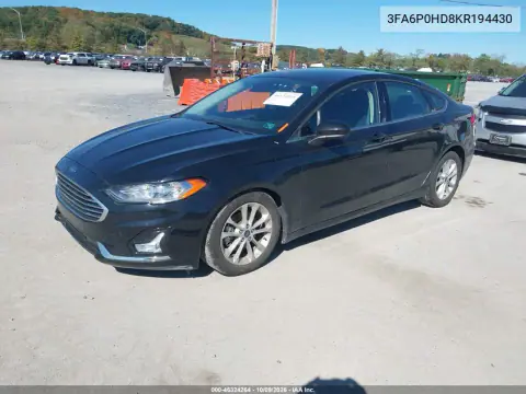 2019 Ford Fusion Se VIN 3FA6P0HD8KR194430 фото 3