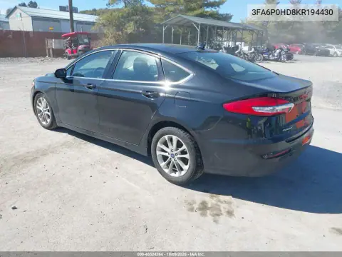 2019 Ford Fusion Se VIN 3FA6P0HD8KR194430 фото 4