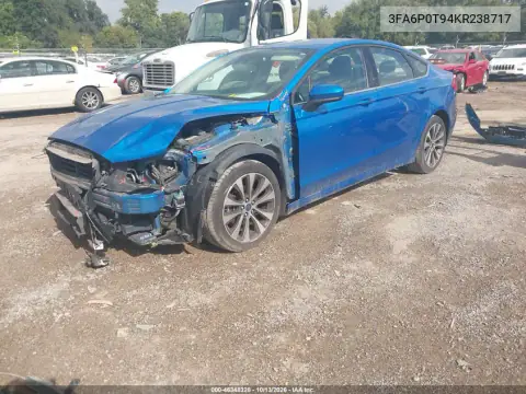 3FA6P0T94KR238717 — 2019 Ford Fusion, фото 3 с аукциона IAAI, Передняя часть