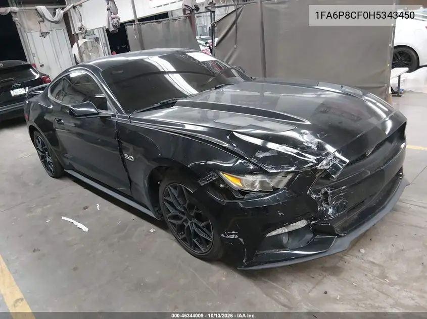2017 Ford Mustang Gt VIN 1FA6P8CF0H5343450 фото 1