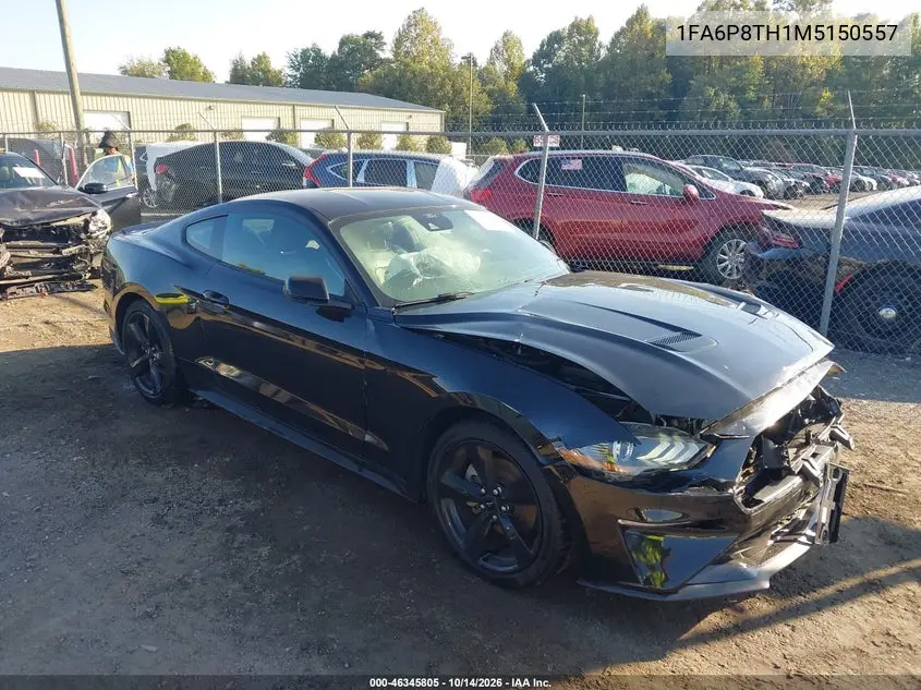 1FA6P8TH1M5150557 — 2021 Ford Mustang, фото 2 с аукциона IAAI, Передняя часть