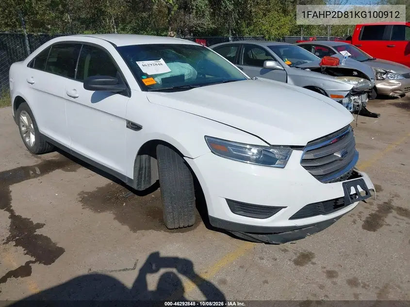 2019 Ford Taurus Se VIN 1FAHP2D81KG100912 фото 1