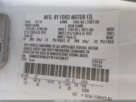 2019 Ford Transit Connect Xl VIN NM0GS9E27K1412837 фото 10
