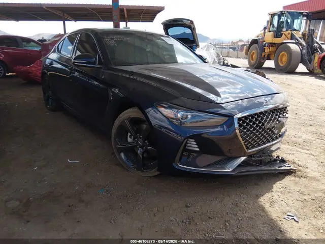 KMTG44LA6KU027019 — 2019 Genesis G70 2.0T Advanced, Передняя часть слева (Left Front), фото до ремонта
