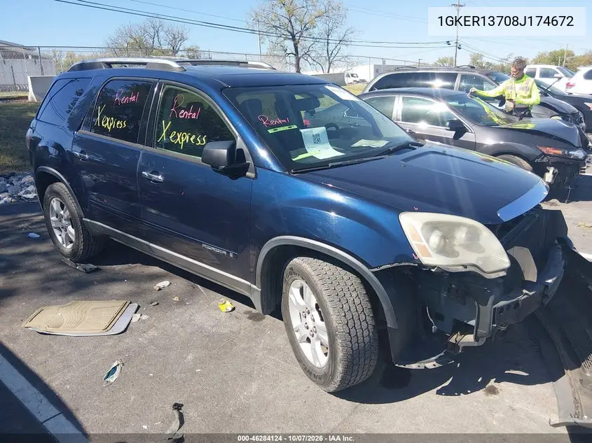 2008 GMC Acadia Sle-1 VIN 1GKER13708J174672 фото 2