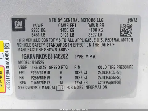 2014 GMC Acadia Slt-1 VIN 1GKKVRKD9EJ148202 фото 10