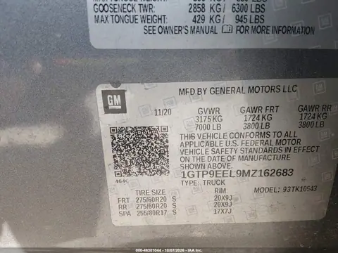 2021 GMC Sierra 1500 4Wd Short Box At4 VIN 1GTP9EEL9MZ162683 фото 10