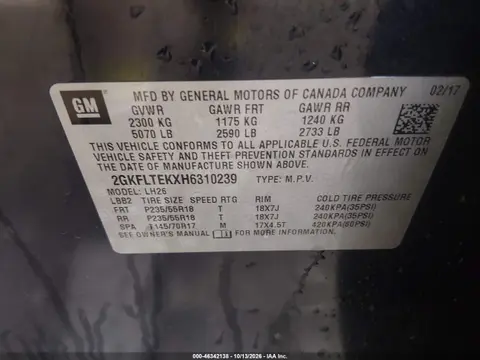 2017 GMC Terrain Sle-2 VIN 2GKFLTEKXH6310239 фото 10