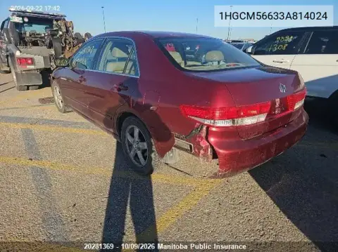 2003 Honda Accord Ex-L VIN 1HGCM56633A814024 фото 2
