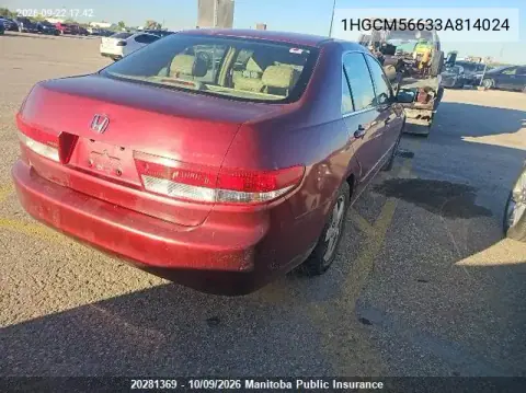 2003 Honda Accord Ex-L VIN 1HGCM56633A814024 фото 3