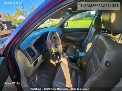 2003 Honda Accord Ex-L VIN 1HGCM56633A814024 фото 4