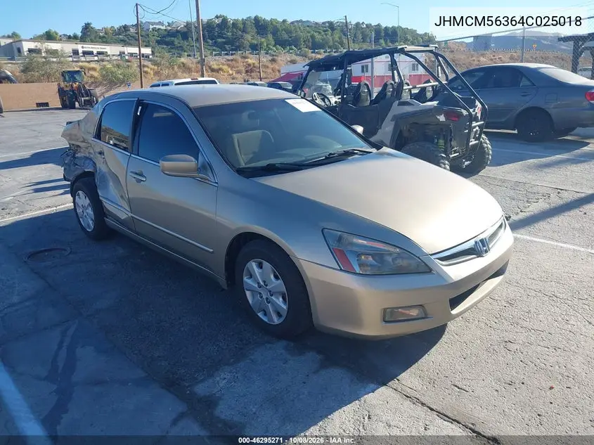 2004 Honda Accord 2.4 Lx VIN JHMCM56364C025018 фото 2