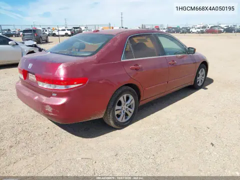 2004 Honda Accord 3.0 Ex VIN 1HGCM668X4A050195 фото 5