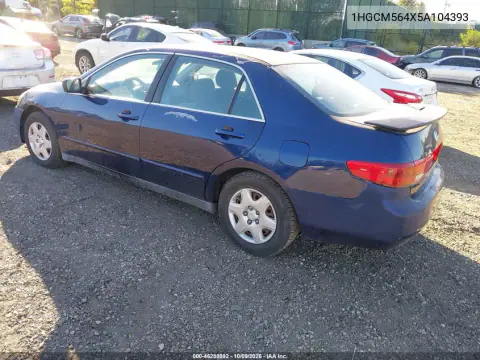 2005 Honda Accord 2.4 Lx VIN 1HGCM564X5A104393 фото 4