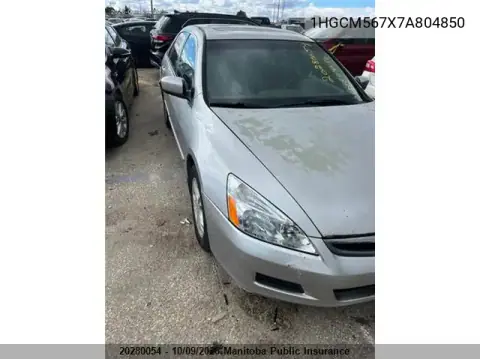 1HGCM567X7A804850 — 2007 Honda Accord, Передняя часть, фото до ремонта