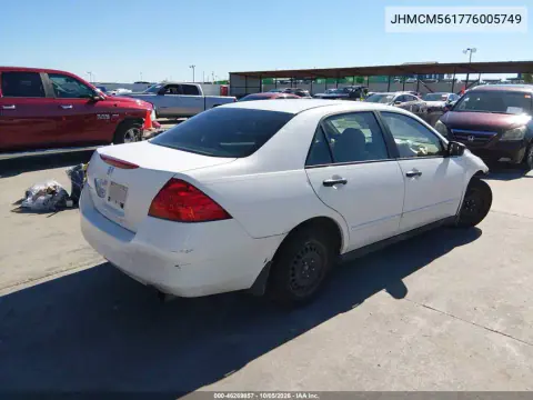 2007 Honda Accord 2.4 Vp VIN JHMCM56177C005749 фото 4