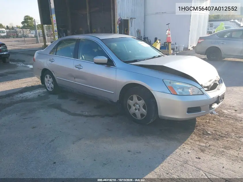 2007 Honda Accord 2.4 Lx VIN 1HGCM56407A012552 фото 2