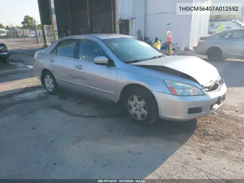 1HGCM56407A012552 — 2007 Honda Accord, Передняя часть, фото до ремонта