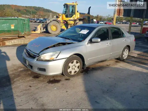 2007 Honda Accord 2.4 Lx VIN 1HGCM56407A012552 фото 3