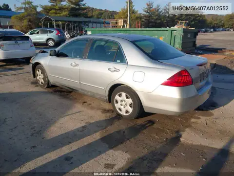 2007 Honda Accord 2.4 Lx VIN 1HGCM56407A012552 фото 4