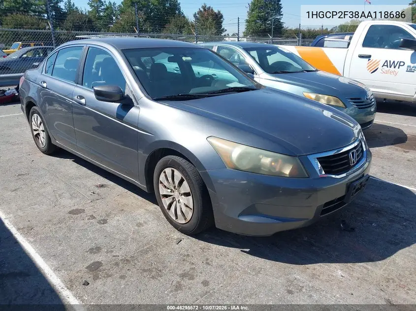 2010 Honda Accord 2.4 Lx VIN 1HGCP2F38AA118686 фото 1