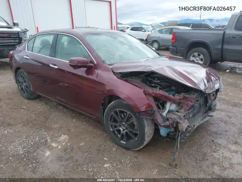 1HGCR3F80FA026457 — 2015 Honda Accord, Передняя часть, фото до ремонта