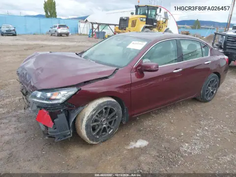 1HGCR3F80FA026457 — 2015 Honda Accord, фото 3 с аукциона IAAI, Передняя часть
