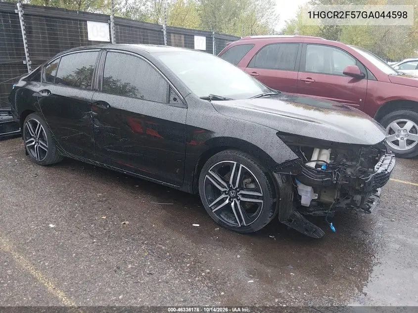 1HGCR2F57GA044598 — 2016 Honda Accord, фото 2 с аукциона IAAI, Правый бок