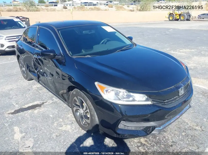 1HGCR2F38HA226195 — 2017 Honda Accord, фото 2 с аукциона IAAI, Правый бок