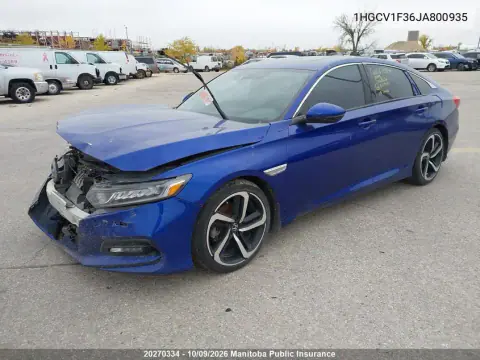 2018 Honda Accord Sport VIN 1HGCV1F36JA800935 фото 2