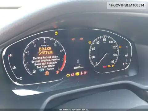 2018 Honda Accord Ex-L VIN 1HGCV1F58JA100514 фото 1