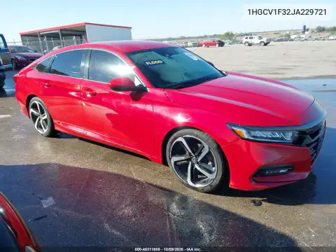 2018 Honda Accord Sport VIN 1HGCV1F32JA229721 фото 2