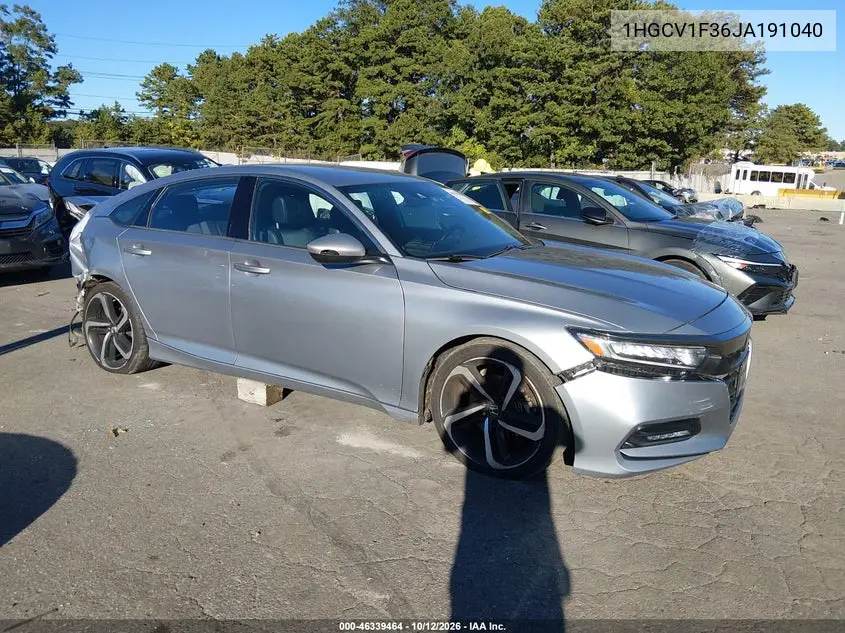 2018 Honda Accord Sport VIN 1HGCV1F36JA191040 фото 2