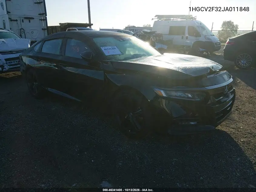 1HGCV2F32JA011848 — 2018 Honda Accord, фото 2 с аукциона IAAI, Передняя часть