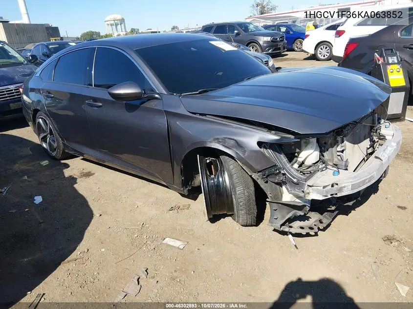 2019 Honda Accord Sport VIN 1HGCV1F36KA063852 фото 2
