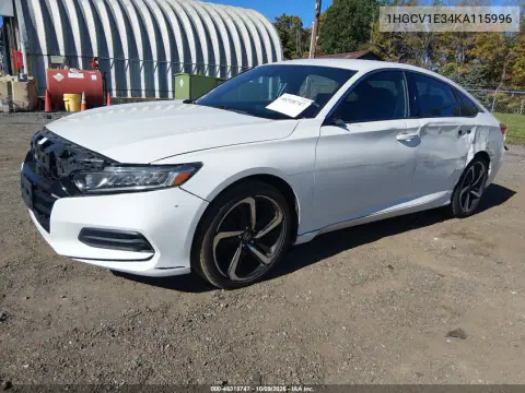 2019 Honda Accord Sport VIN 1HGCV1E34KA115996 фото 3