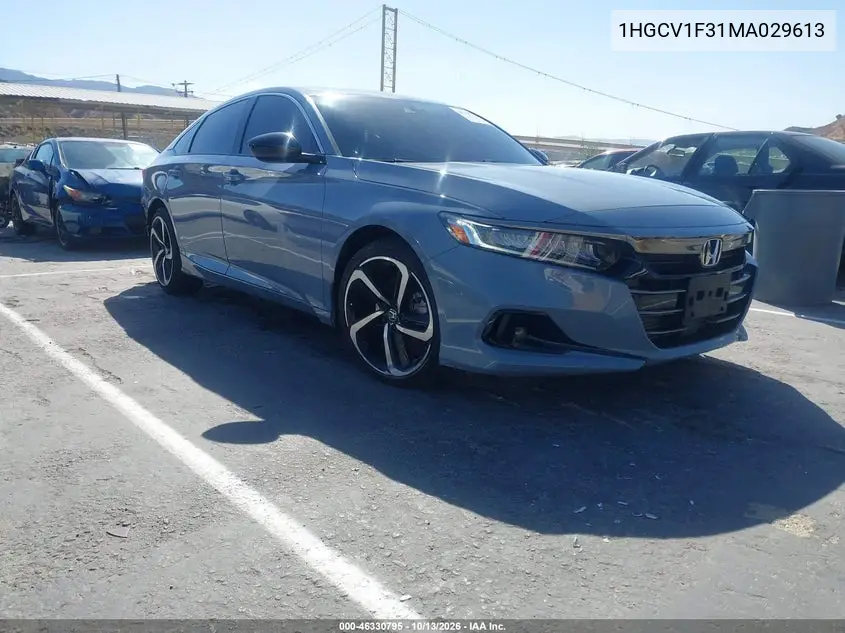 1HGCV1F31MA029613 — 2021 Honda Accord, фото 2 с аукциона IAAI, Сзади слева