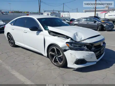 1HGCV1F35MA073002 — 2021 Honda Accord, Передняя часть, фото до ремонта