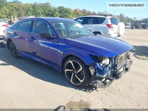 1HGCV1F34NA084557 — 2022 Honda Accord, Передняя часть, фото до ремонта