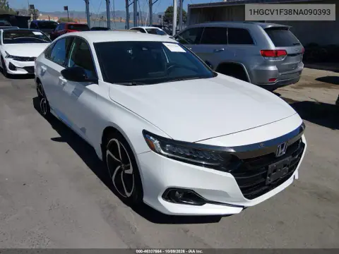 1HGCV1F38NA090393 — 2022 Honda Accord, Левая сторона, фото до ремонта